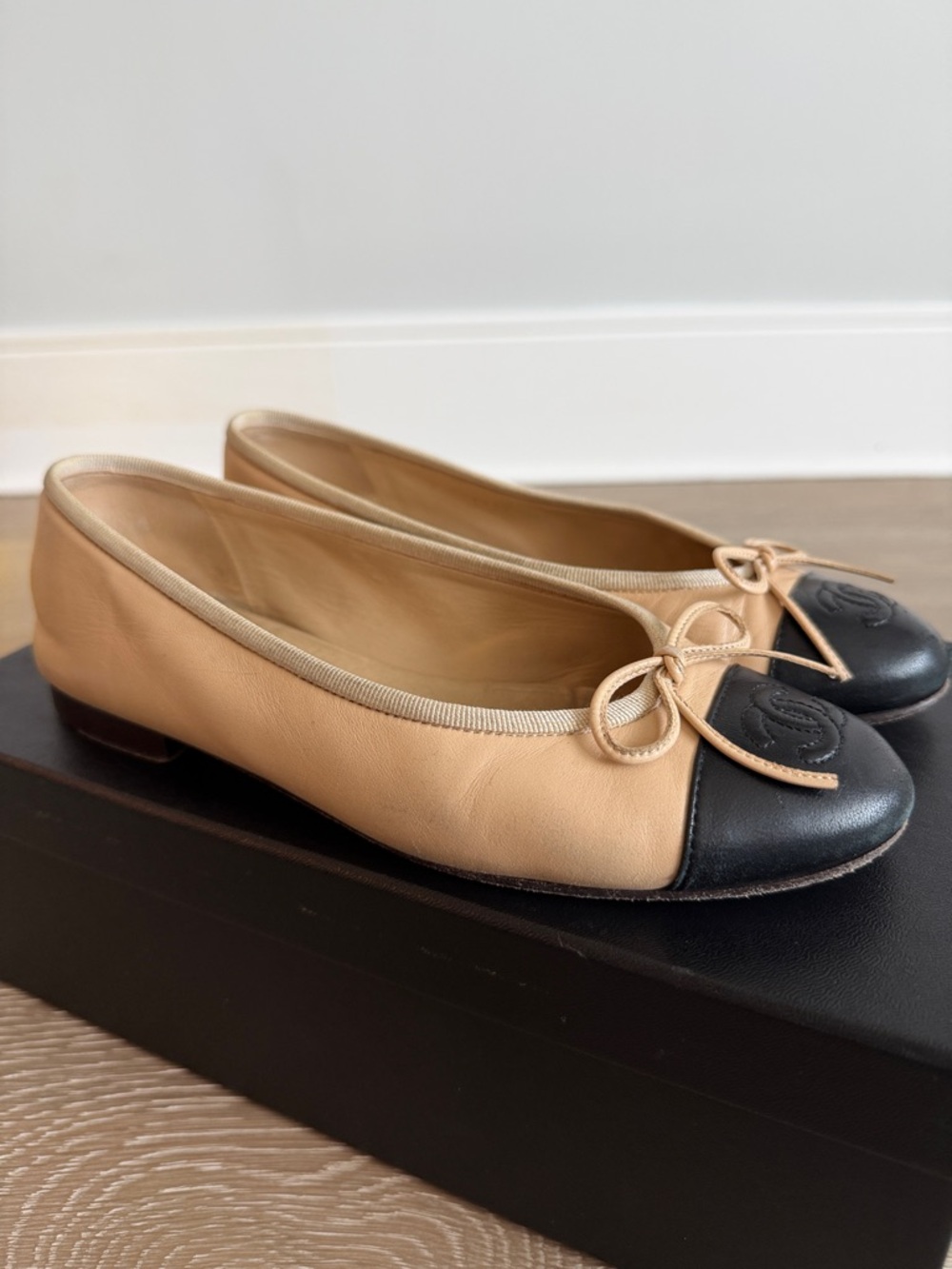Chanel Beige and Black Ballet Flats - Picture 7 of 10